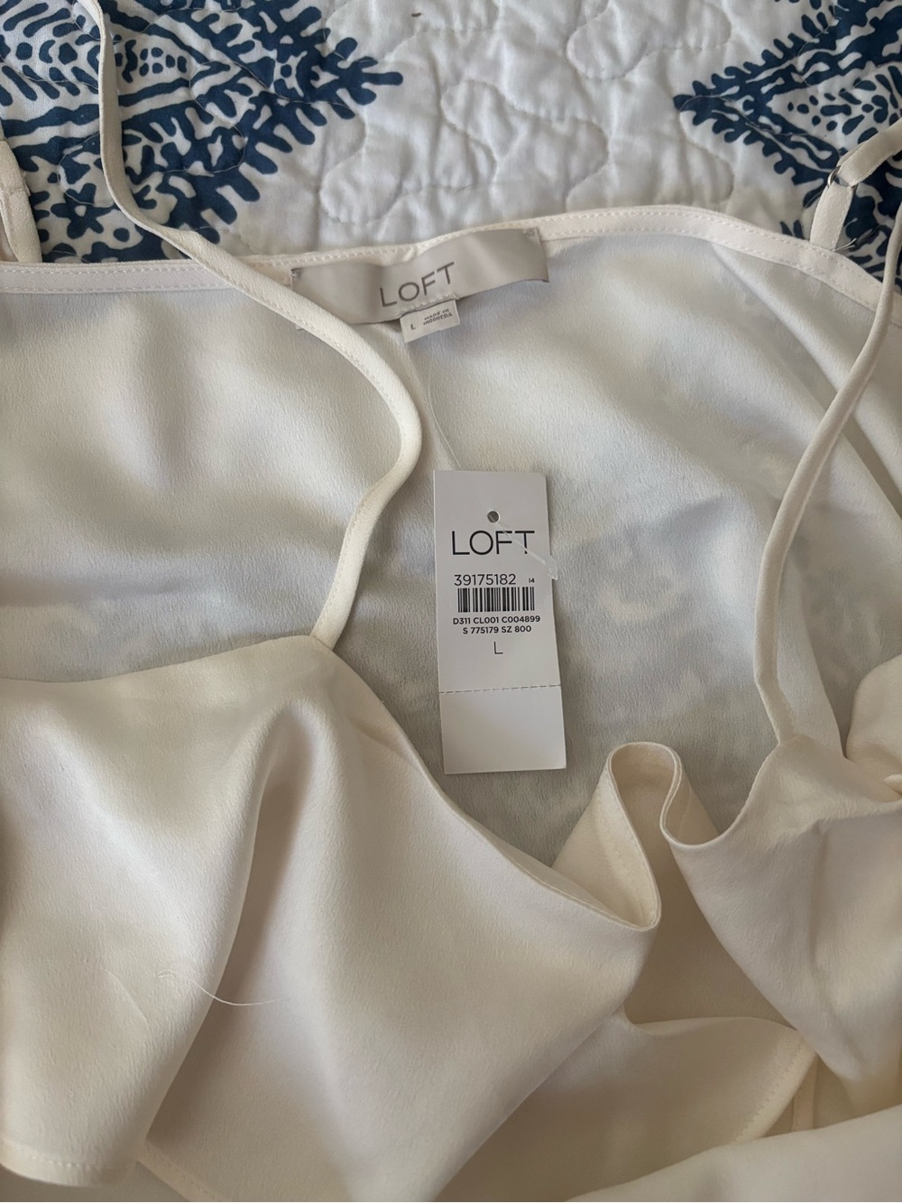 LOFT Cream Ruffle Spaghetti Strap Camisole - Picture 6 of 6